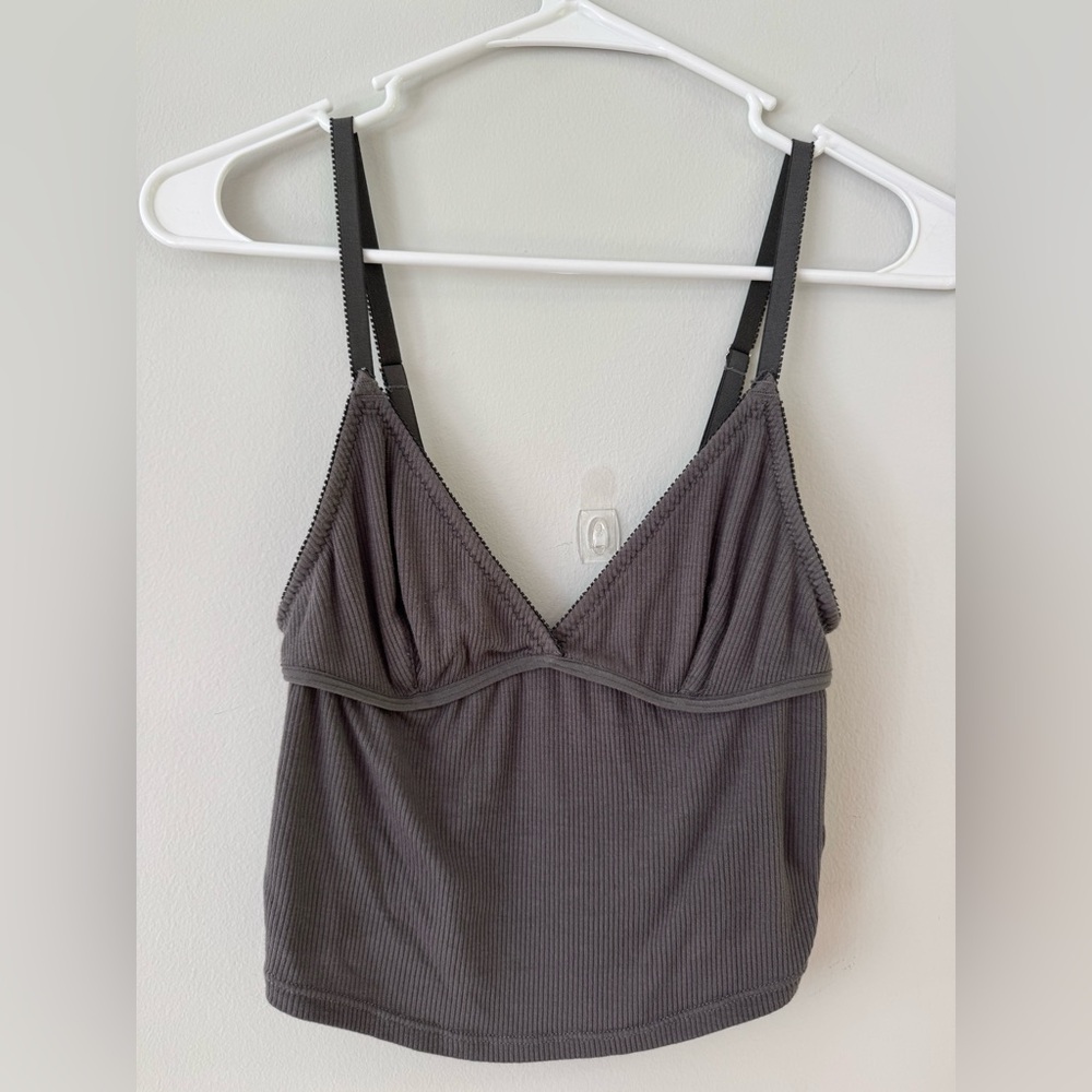 Urban Outfitters Ribbed Camisole Bralette - Charcoal Gray